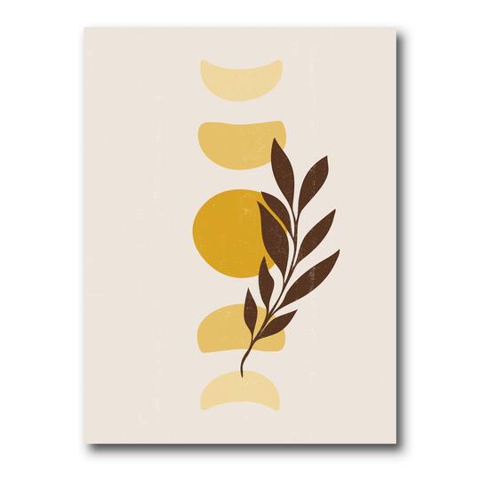Designart - Abstract Geometrical Sun and Moon With Leaf VII